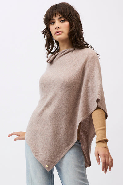 Mia Cashmere Poncho in Toast - Mia Fratino